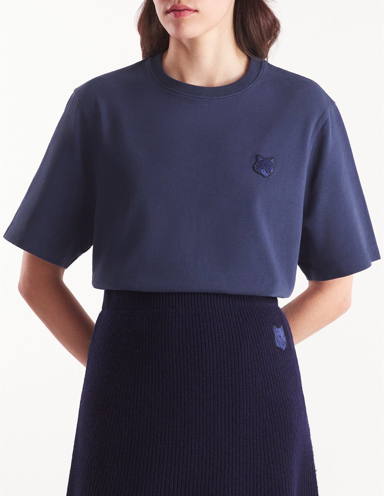 T-shirt Bold Fox Head avec écusson - Ink Blue