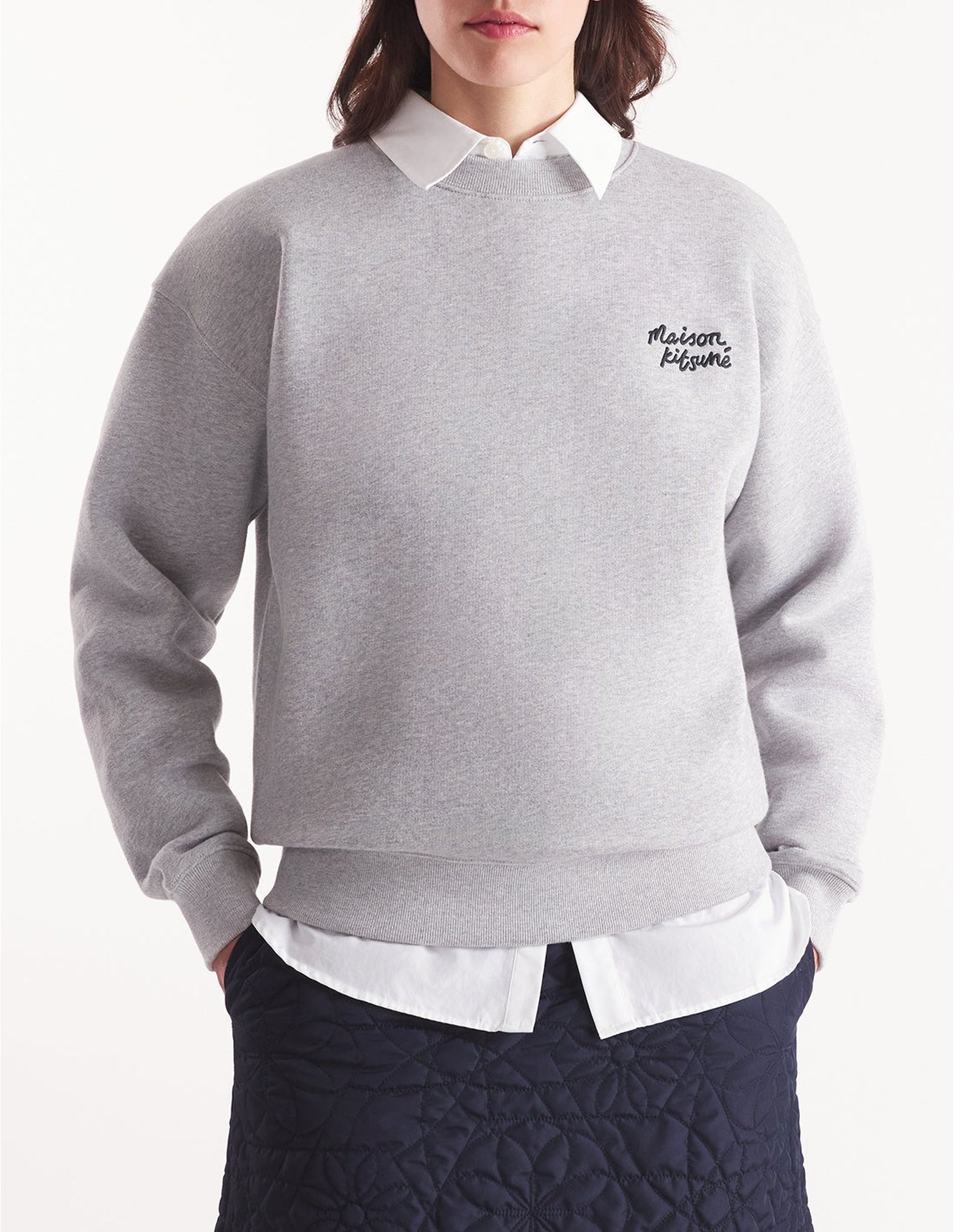 Sweatshirt à manches longues avec impression  - Grey Melange & Black