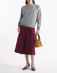 Sweatshirt Bold Fox Head à col rond avec écusson - Medium Grey Melange