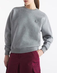 Sweatshirt Bold Fox Head à col rond avec écusson - Medium Grey Melange