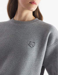 Sweatshirt Bold Fox Head à col rond avec écusson - Medium Grey Melange