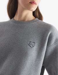 Sweatshirt Bold Fox Head à col rond avec écusson - Medium Grey Melange