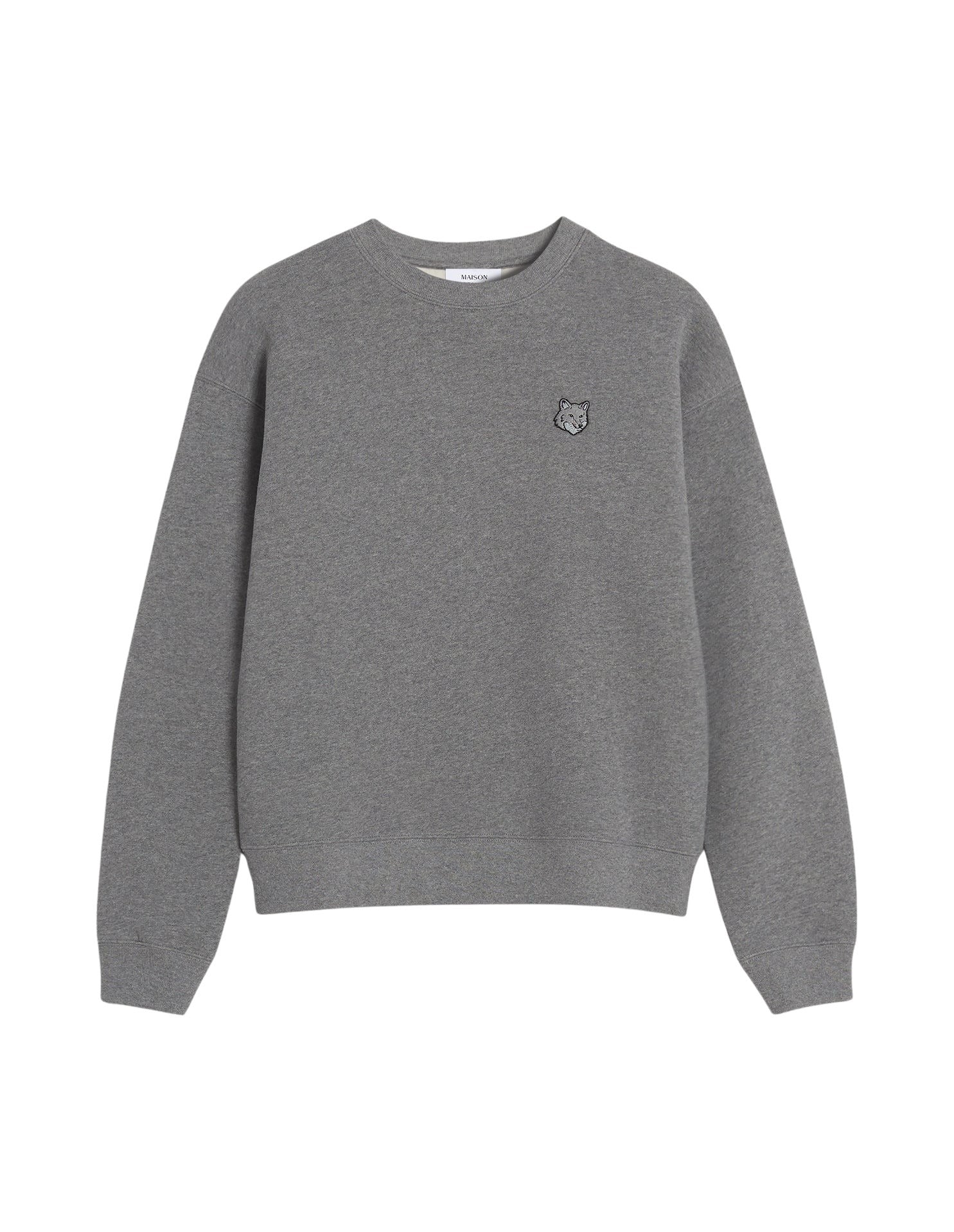 Sweatshirt Bold Fox Head à col rond avec écusson - Medium Grey Melange