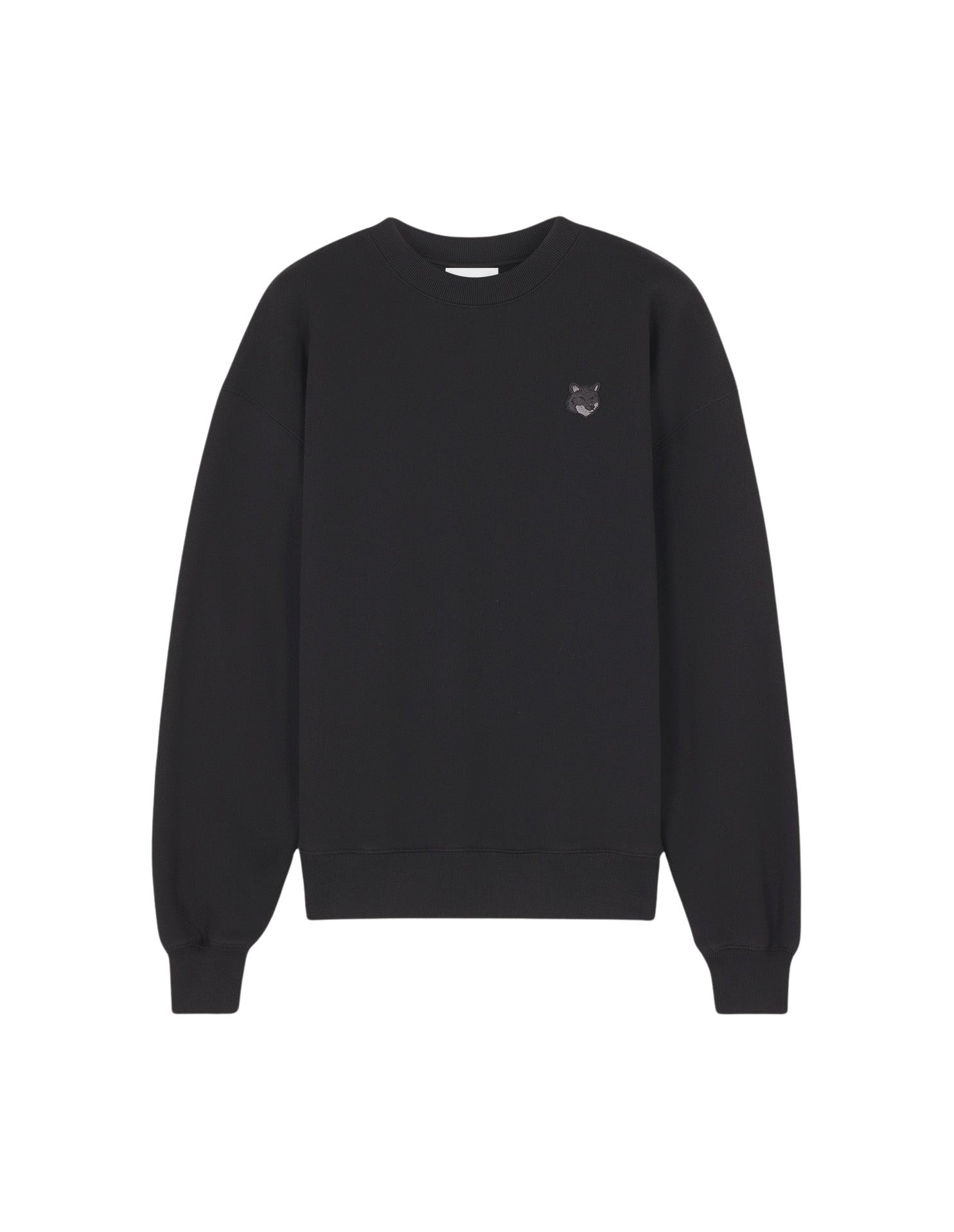 Sweatshirt Bold Fox Head à col rond avec écusson - Black