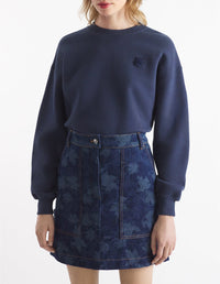 Sweatshirt Bold Fox Head à col rond avec écusson - Ink Blue