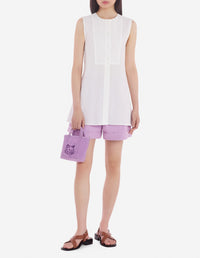 Sleeveless T-shirt with embroidery - White