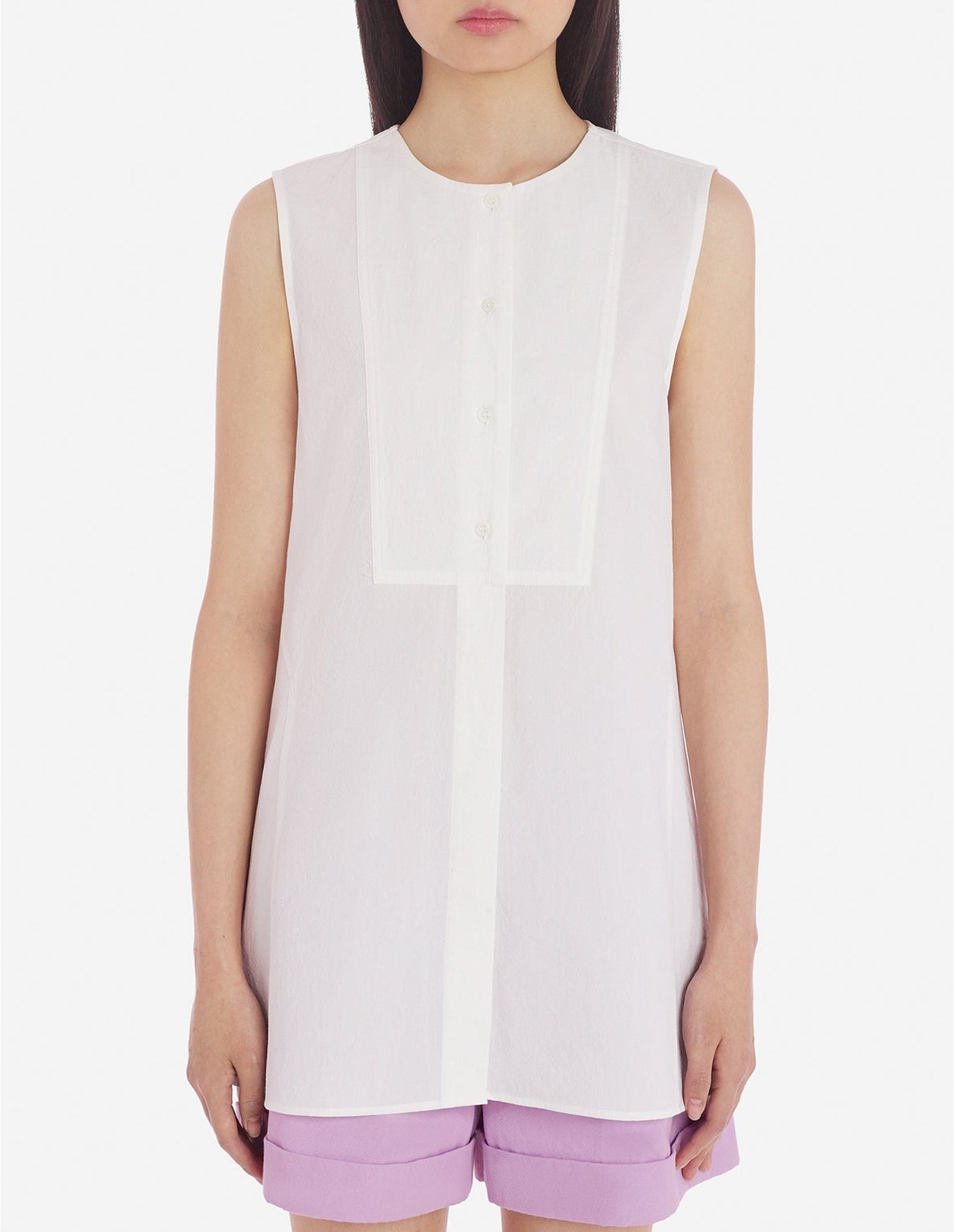 Sleeveless T-shirt with embroidery - White