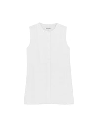 Sleeveless T-shirt with embroidery - White