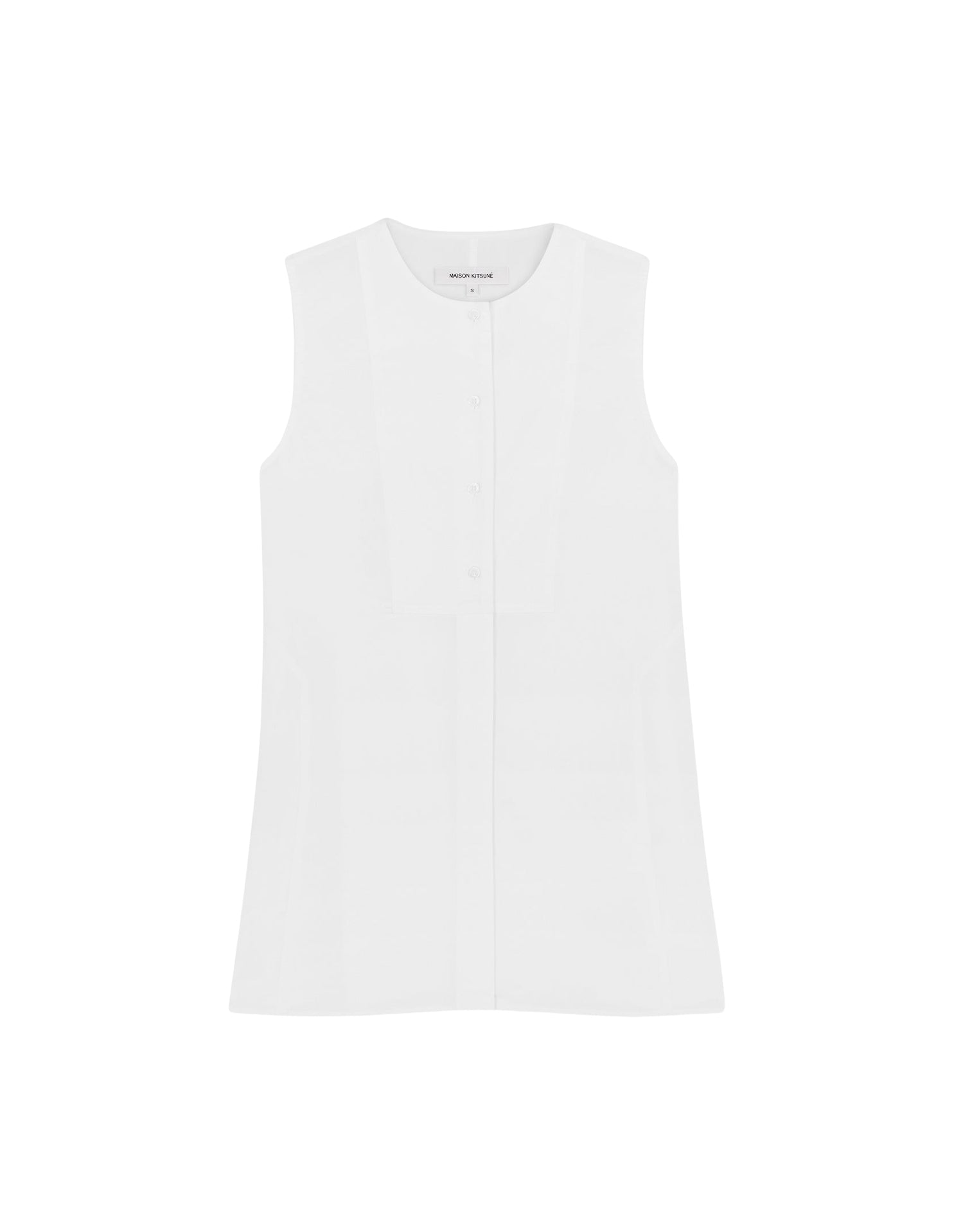 Sleeveless T-shirt with embroidery - White