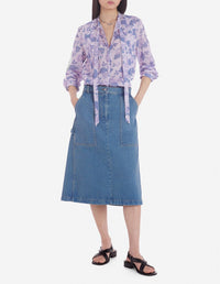 Pleated blouse with pattern - Lilac Design