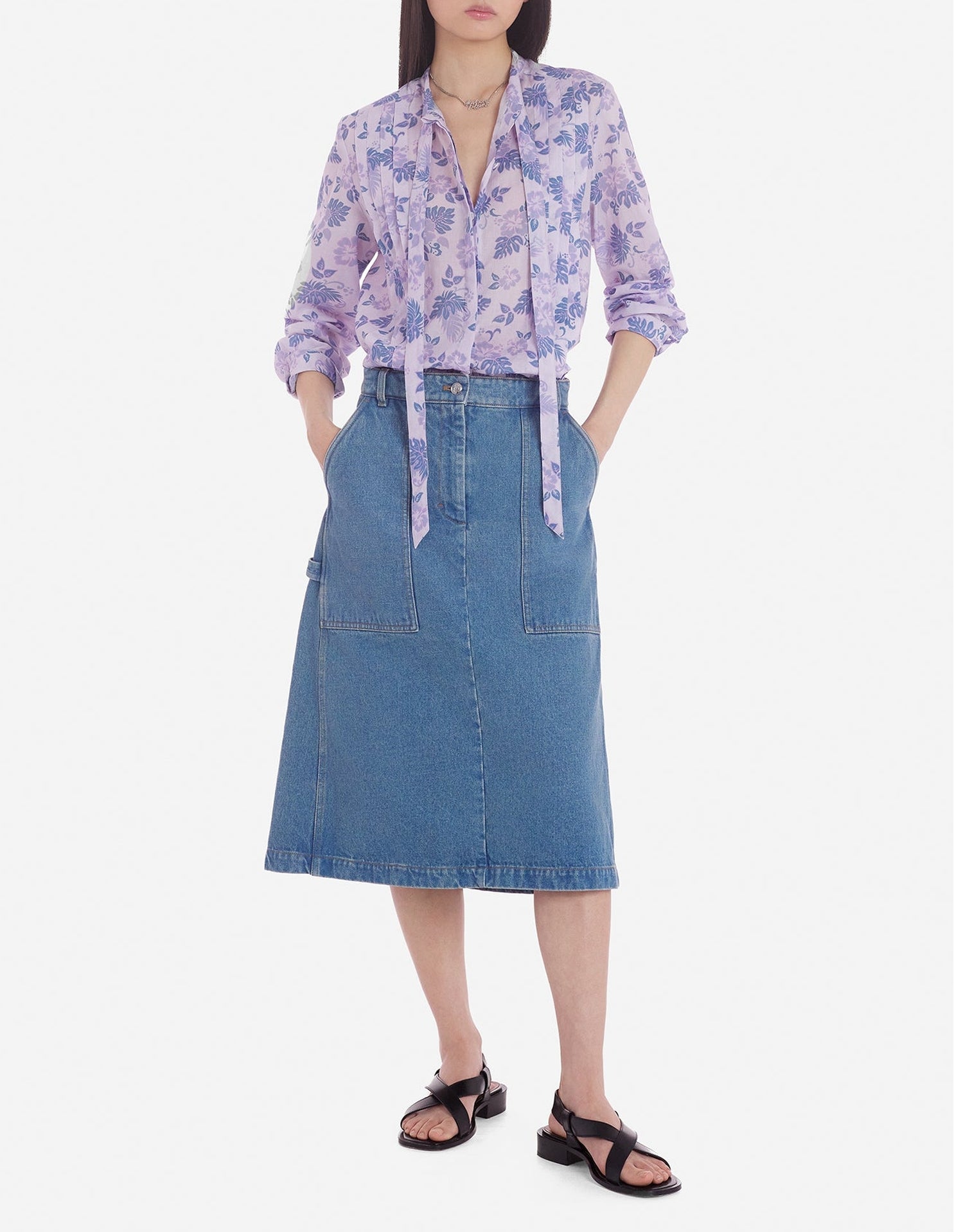 Pleated blouse with pattern - Lilac Design