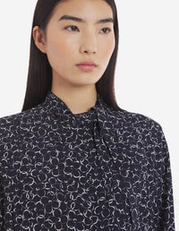 Front Pleats Blouse - Ink Blue Design