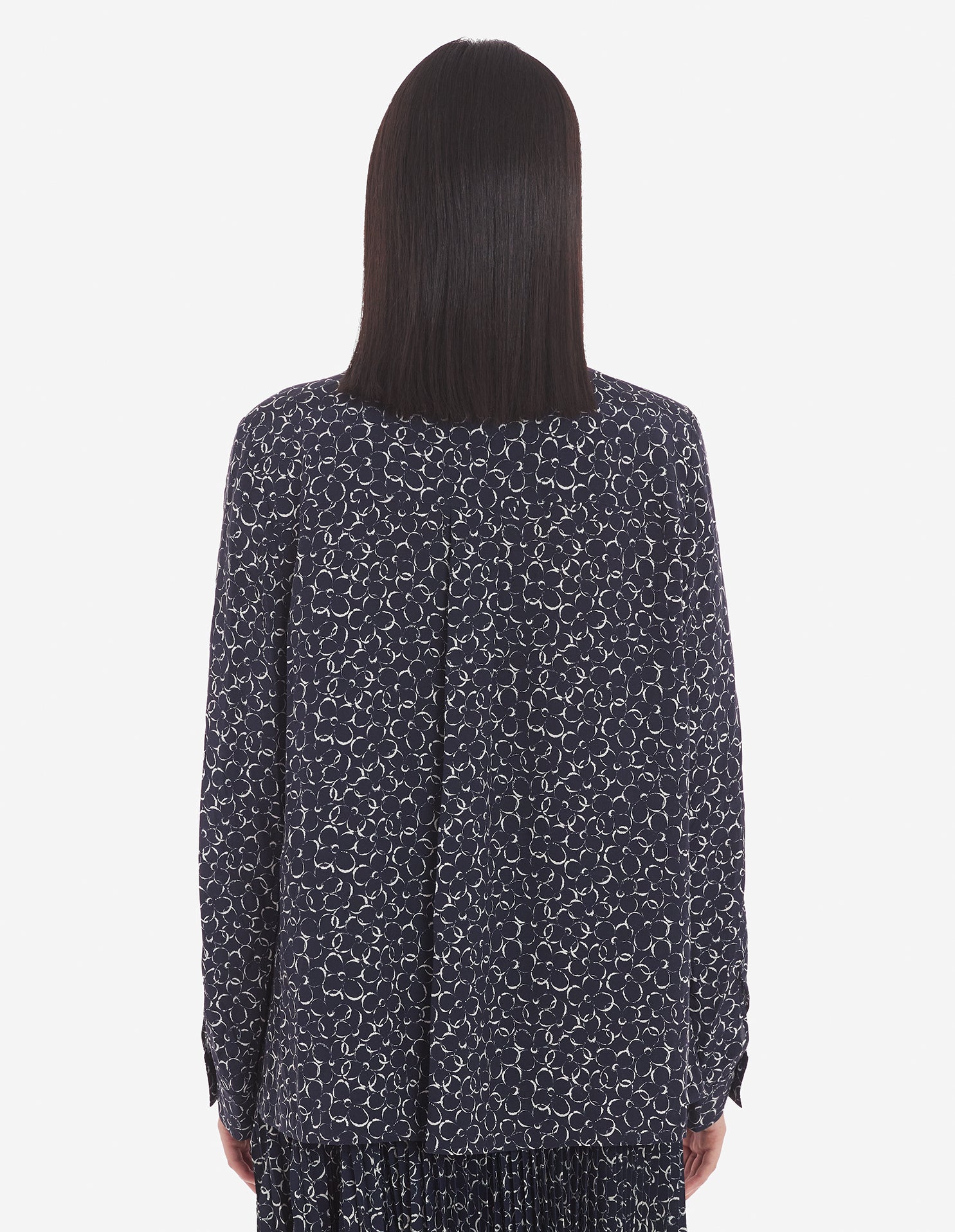 Front Pleats Blouse - Ink Blue Design
