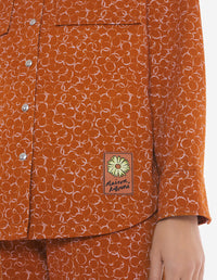 Long-sleeved overshirt with pattern - Tobacco Design