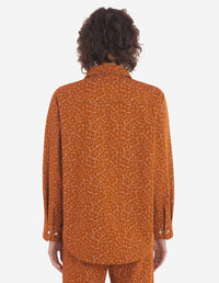 Long-sleeved overshirt with pattern - Tobacco Design