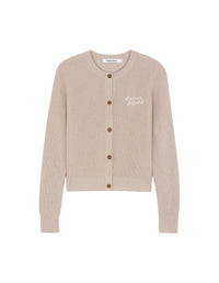 Cardigan à manches longues avec broderie en laine - Light Beige Melange