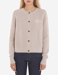 Cardigan à manches longues avec broderie en laine - Light Beige Melange