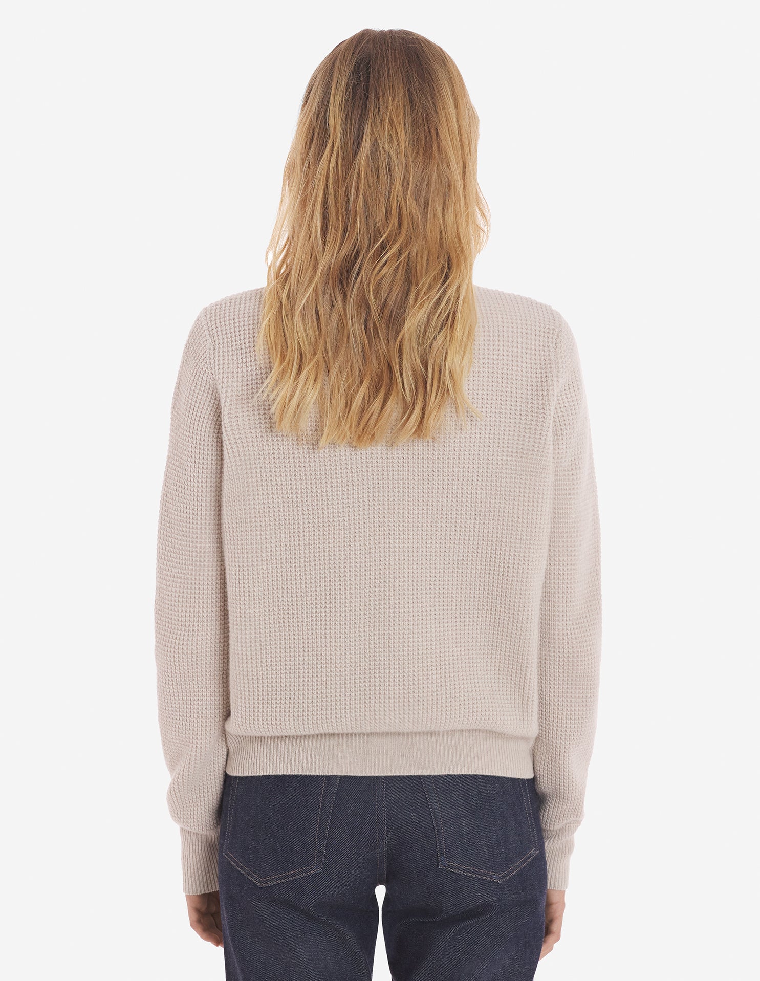 Cardigan à manches longues avec broderie en laine - Light Beige Melange