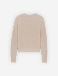 Cardigan à manches longues avec broderie en laine - Light Beige Melange