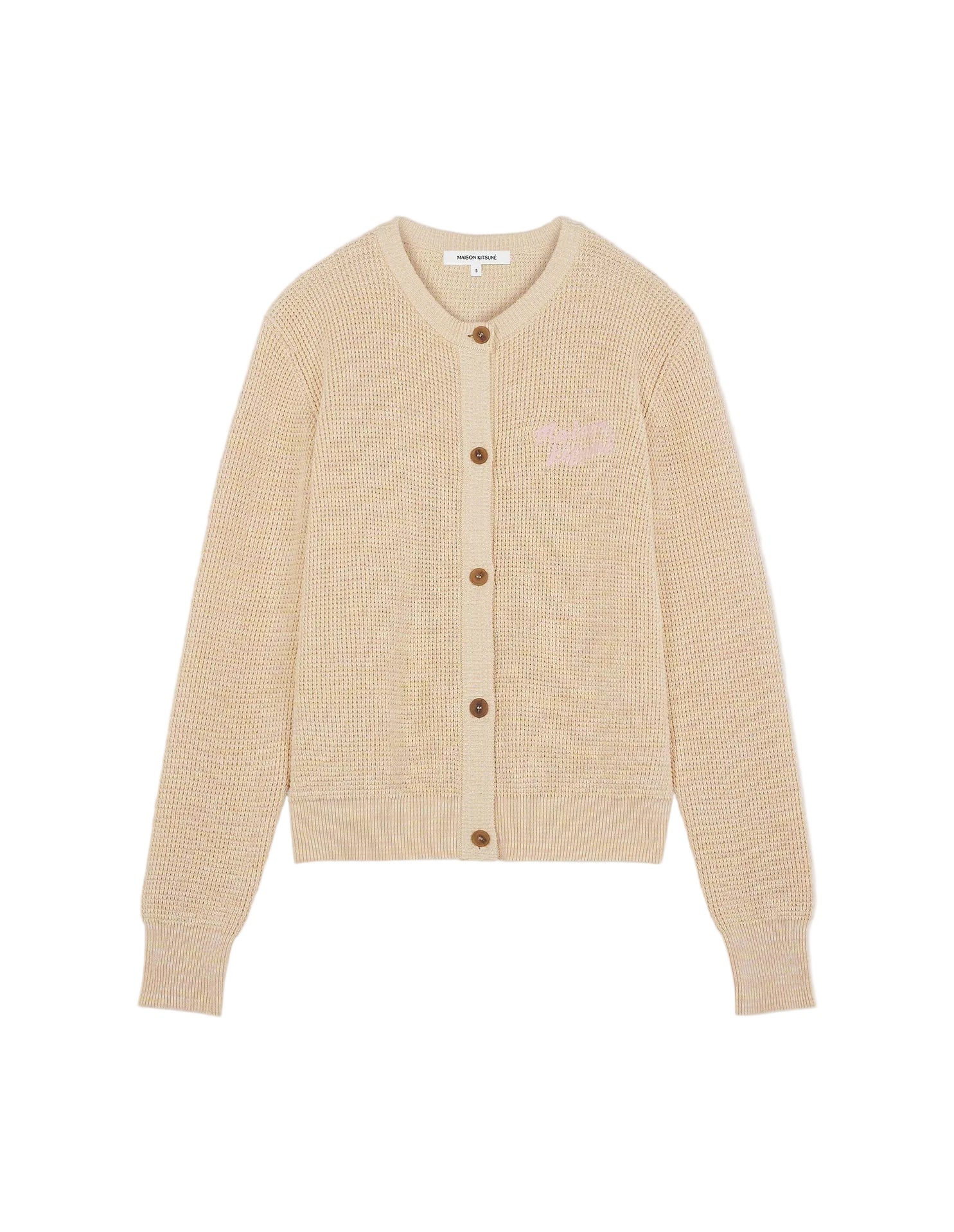 Maison Kitsune Handwriting Comfort Cardigan - Chalk Yellow Melange