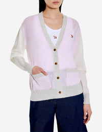 Cardigan Baby Fox à manches longues en laine - Pale Pink