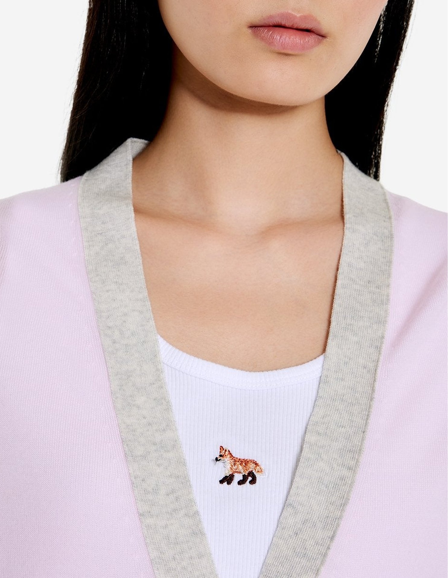 Cardigan Baby Fox à manches longues en laine - Pale Pink