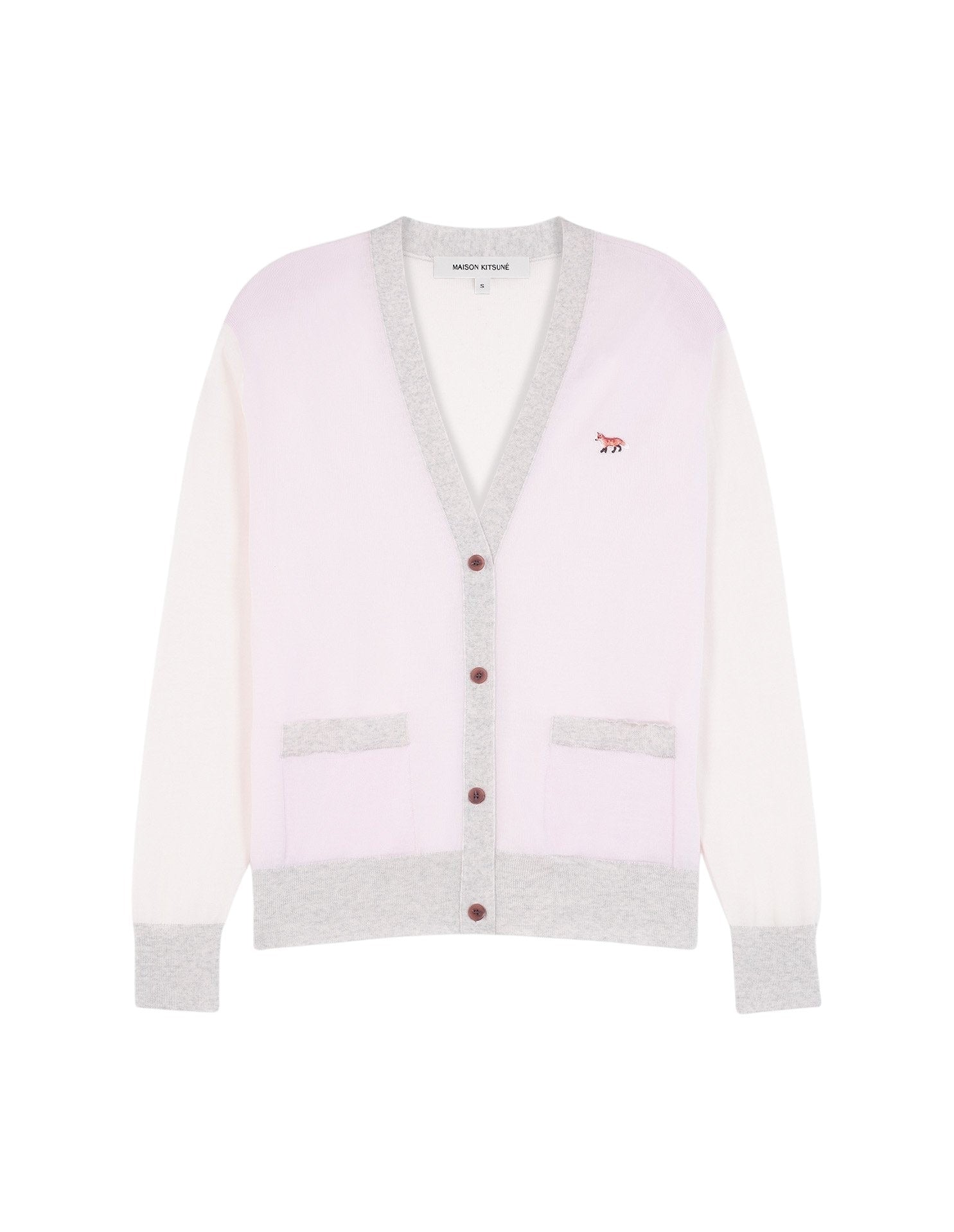 Cardigan Baby Fox à manches longues en laine - Pale Pink