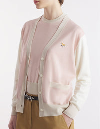 Baby Fox Patch Color Block Cardigan - Pasture Rose