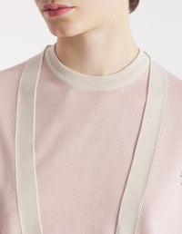 Baby Fox Patch Color Block Cardigan - Pasture Rose
