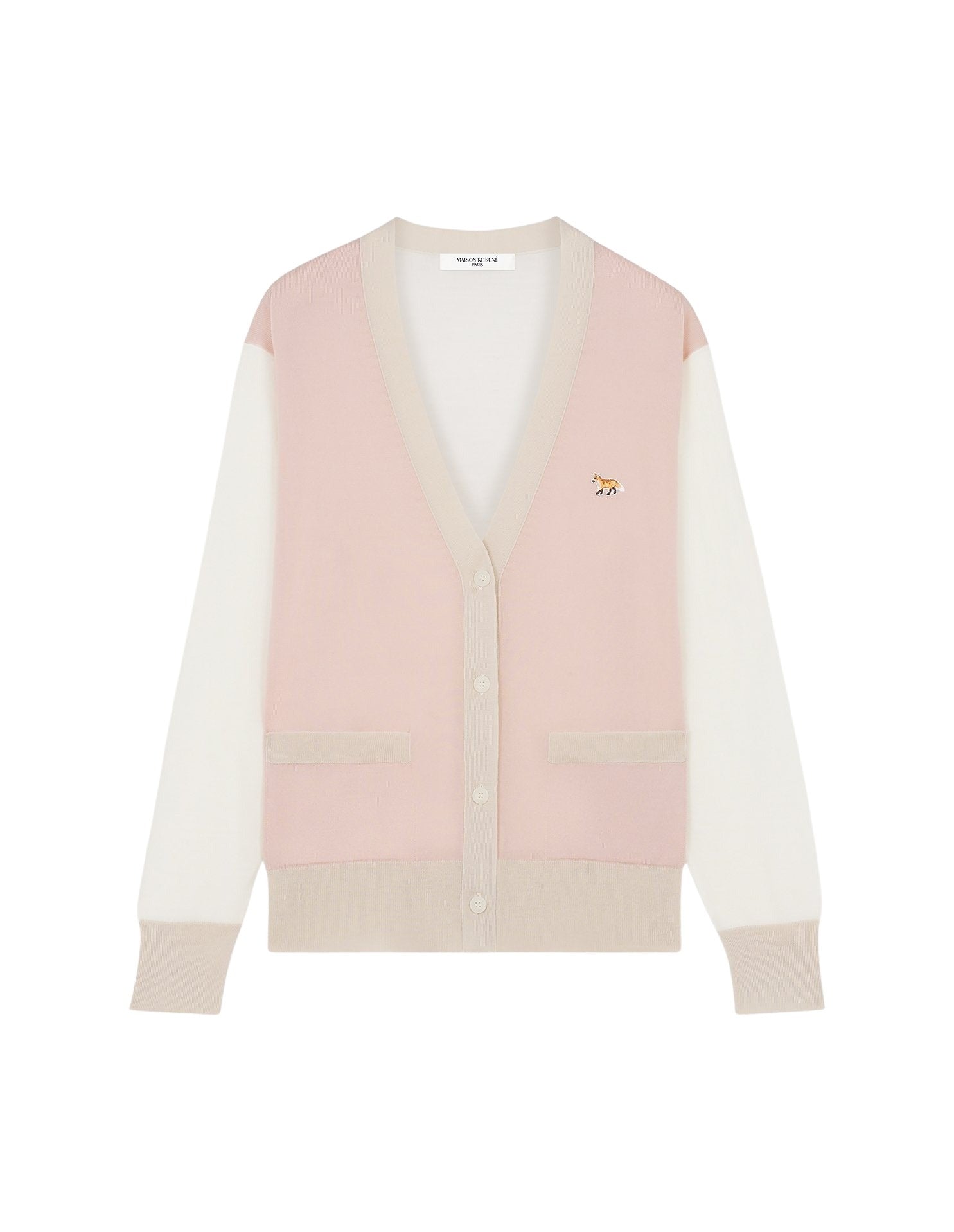 Baby Fox Patch Color Block Cardigan - Pasture Rose