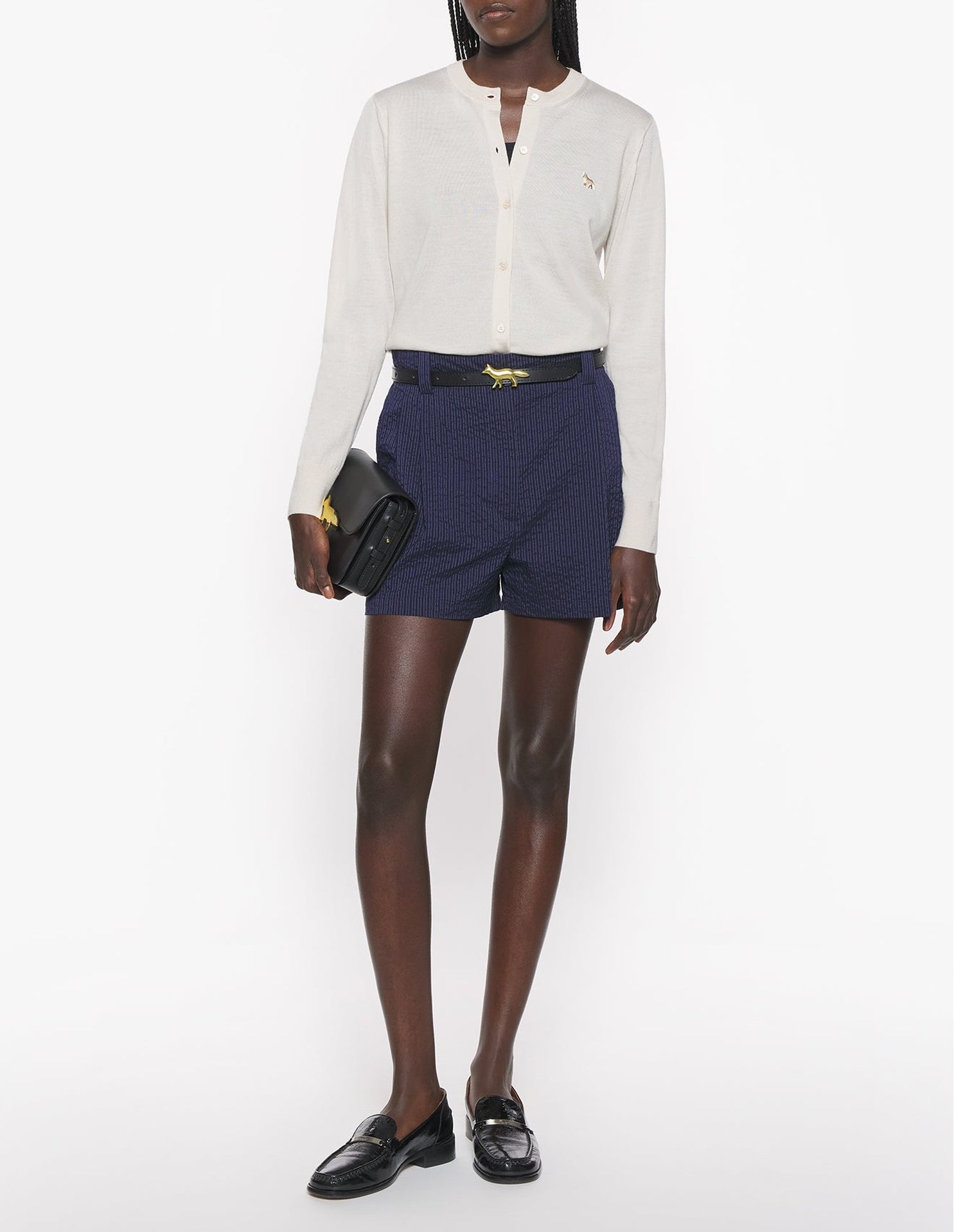 Baby Fox wool patch cardigan - Marble