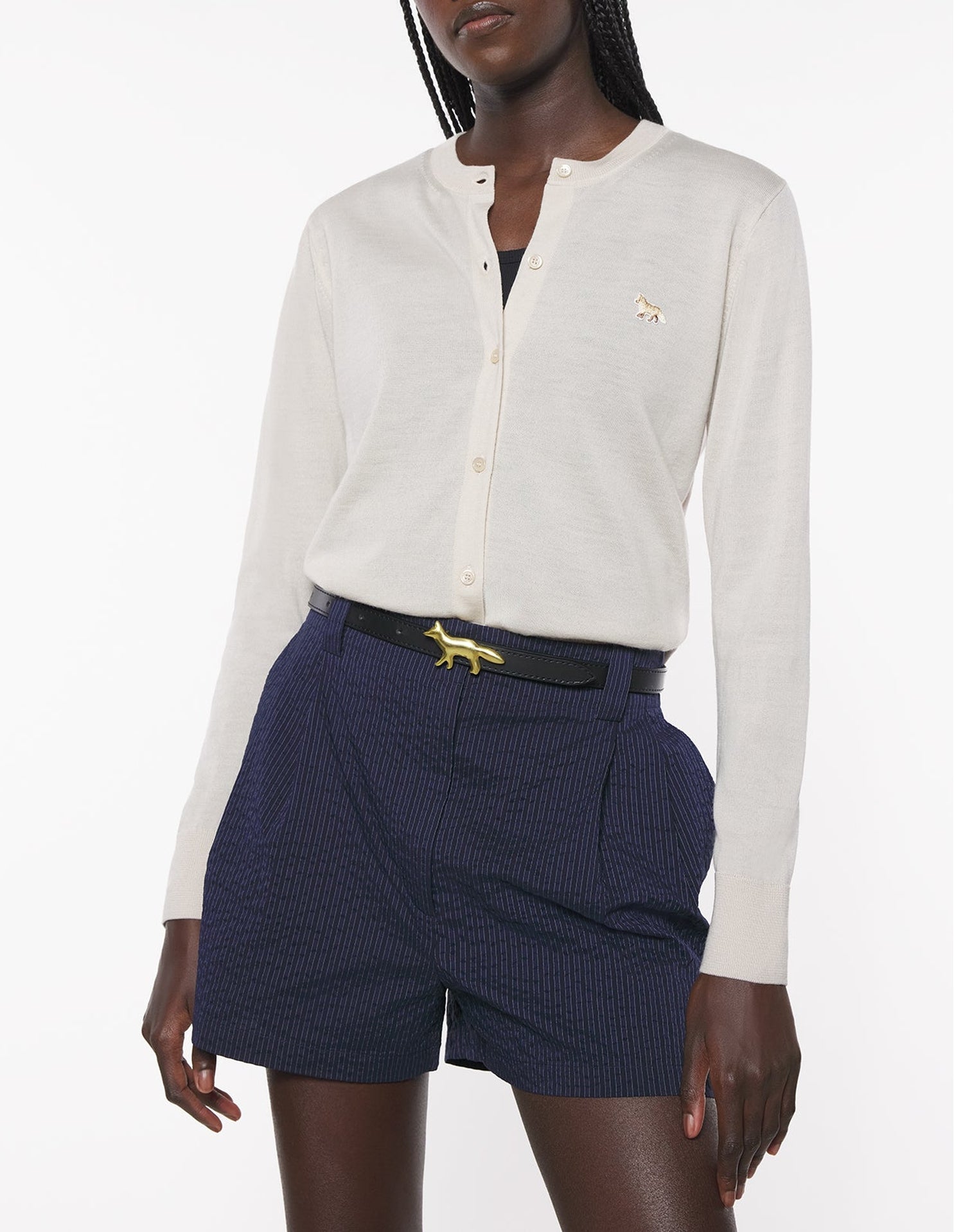 Baby Fox wool patch cardigan - Marble