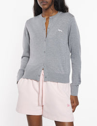 Baby Fox wool cardigan - Medium Grey Melange