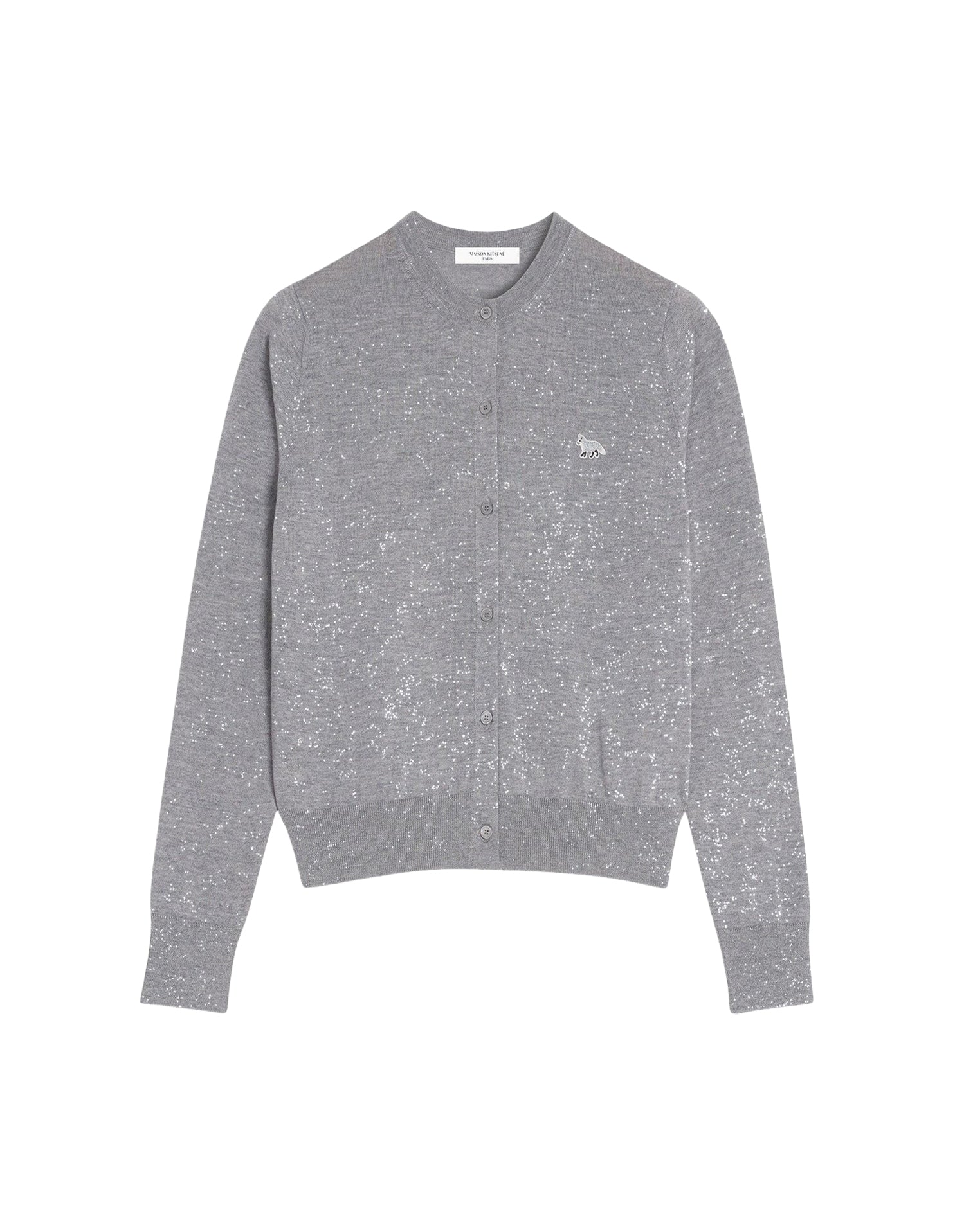 Baby Fox wool cardigan - Medium Grey Melange