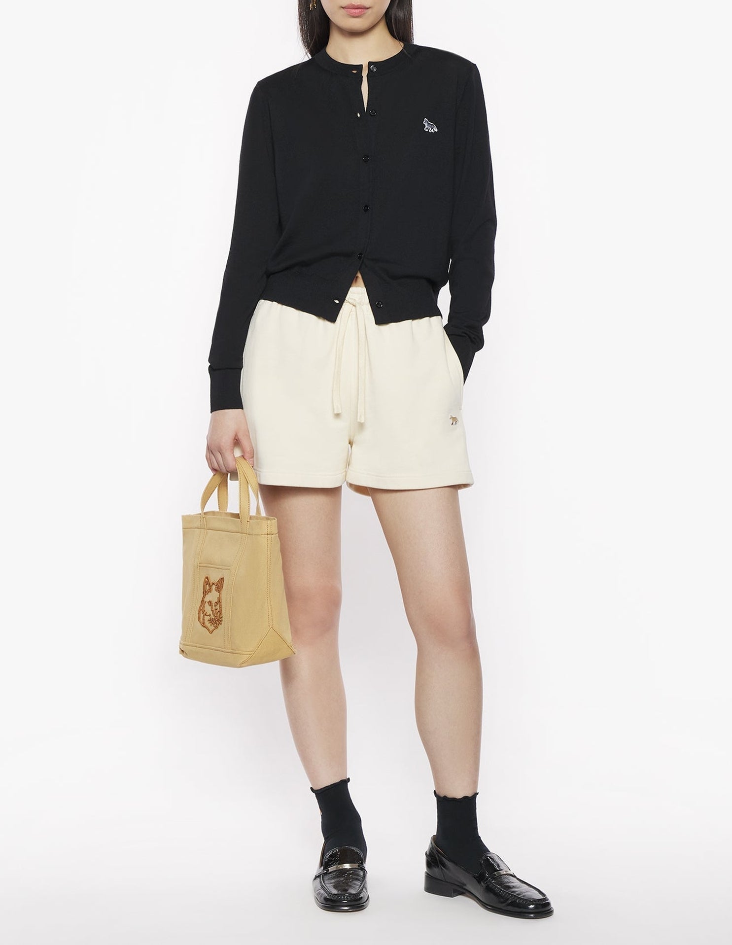 Baby Fox wool cardigan - Black