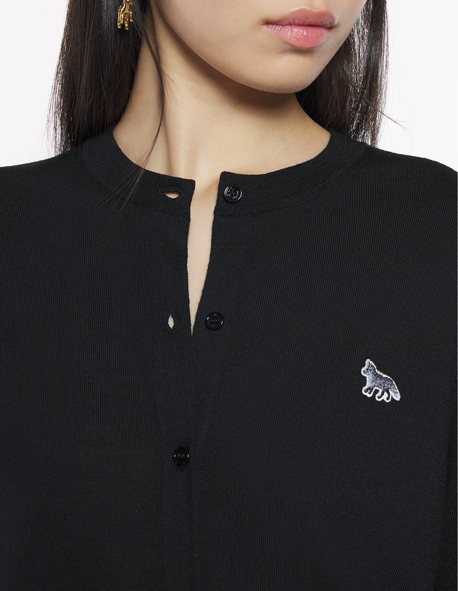 Baby Fox wool cardigan - Black