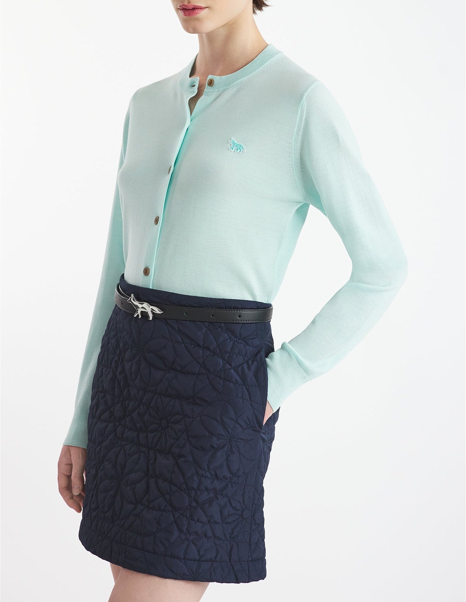 Cardigan Baby Fox en laine - Peppermint
