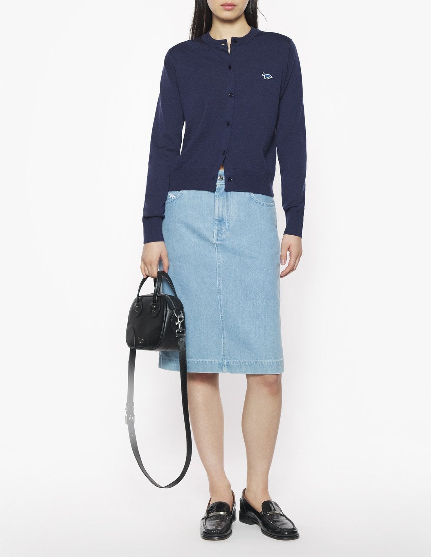 Baby Fox wool cardigan - Deep Navy