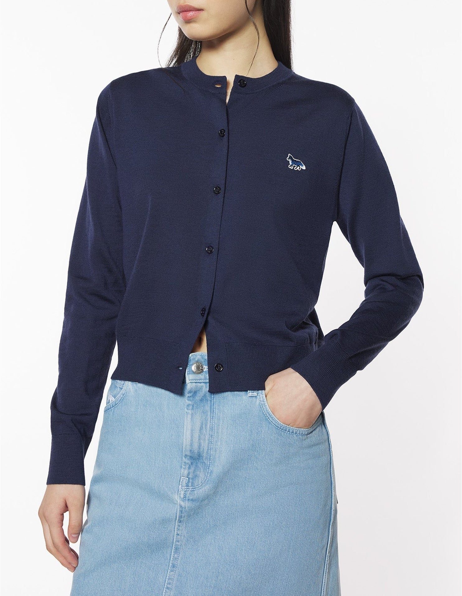 Baby Fox wool cardigan - Deep Navy