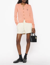 Cardigan with embroidered wool crest - Gerbera Red