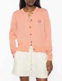 Cardigan with embroidered wool crest - Gerbera Red