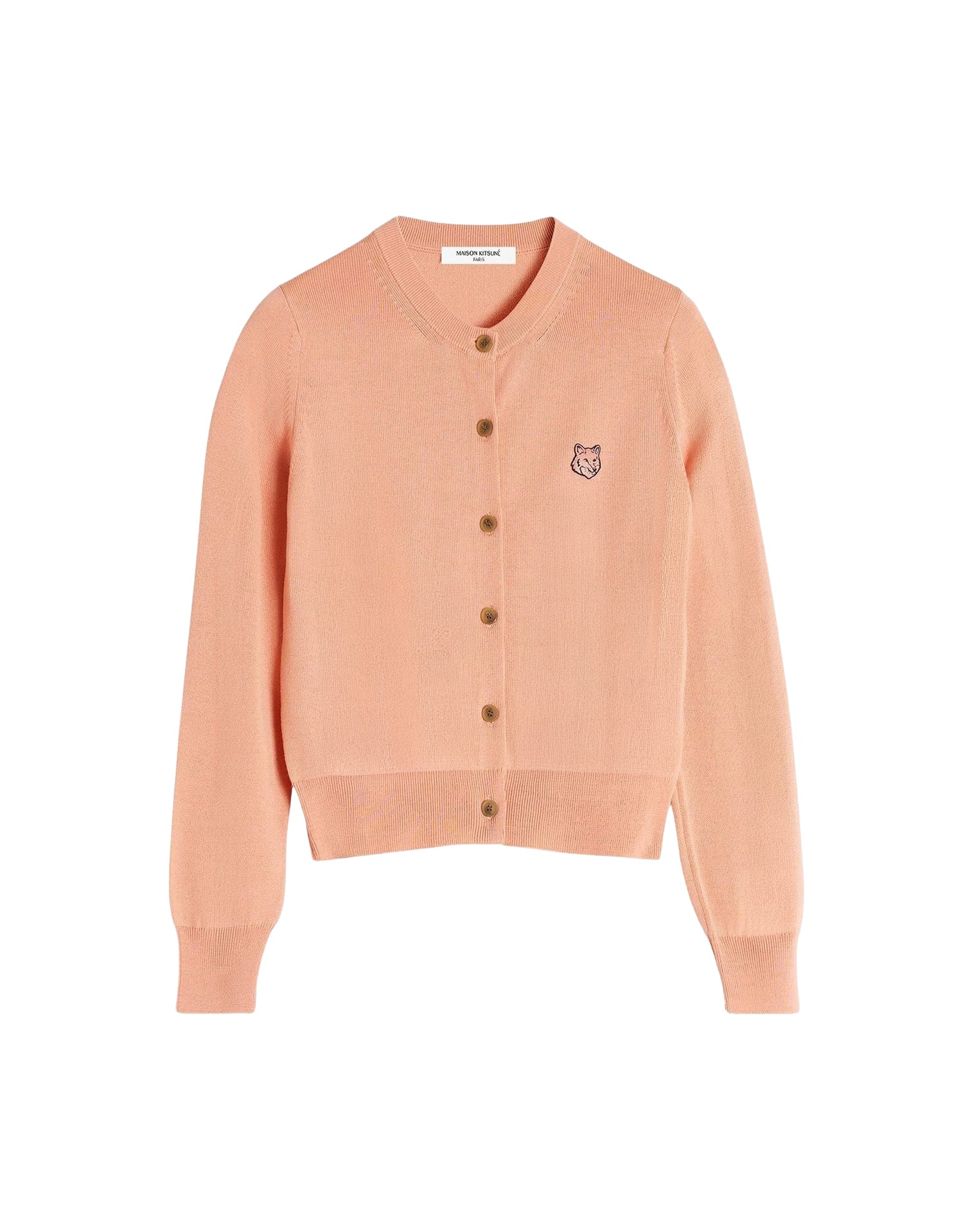 Cardigan with embroidered wool crest - Gerbera Red