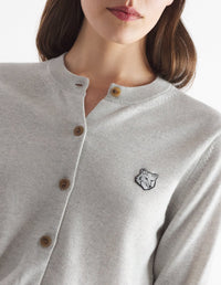 Cardigan Bold Fox Head avec écusson en laine - Light Grey Melange