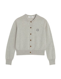 Cardigan Bold Fox Head avec écusson en laine - Light Grey Melange
