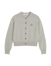 Cardigan Bold Fox Head avec écusson en laine - Light Grey Melange