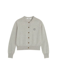 Cardigan Bold Fox Head avec écusson en laine - Light Grey