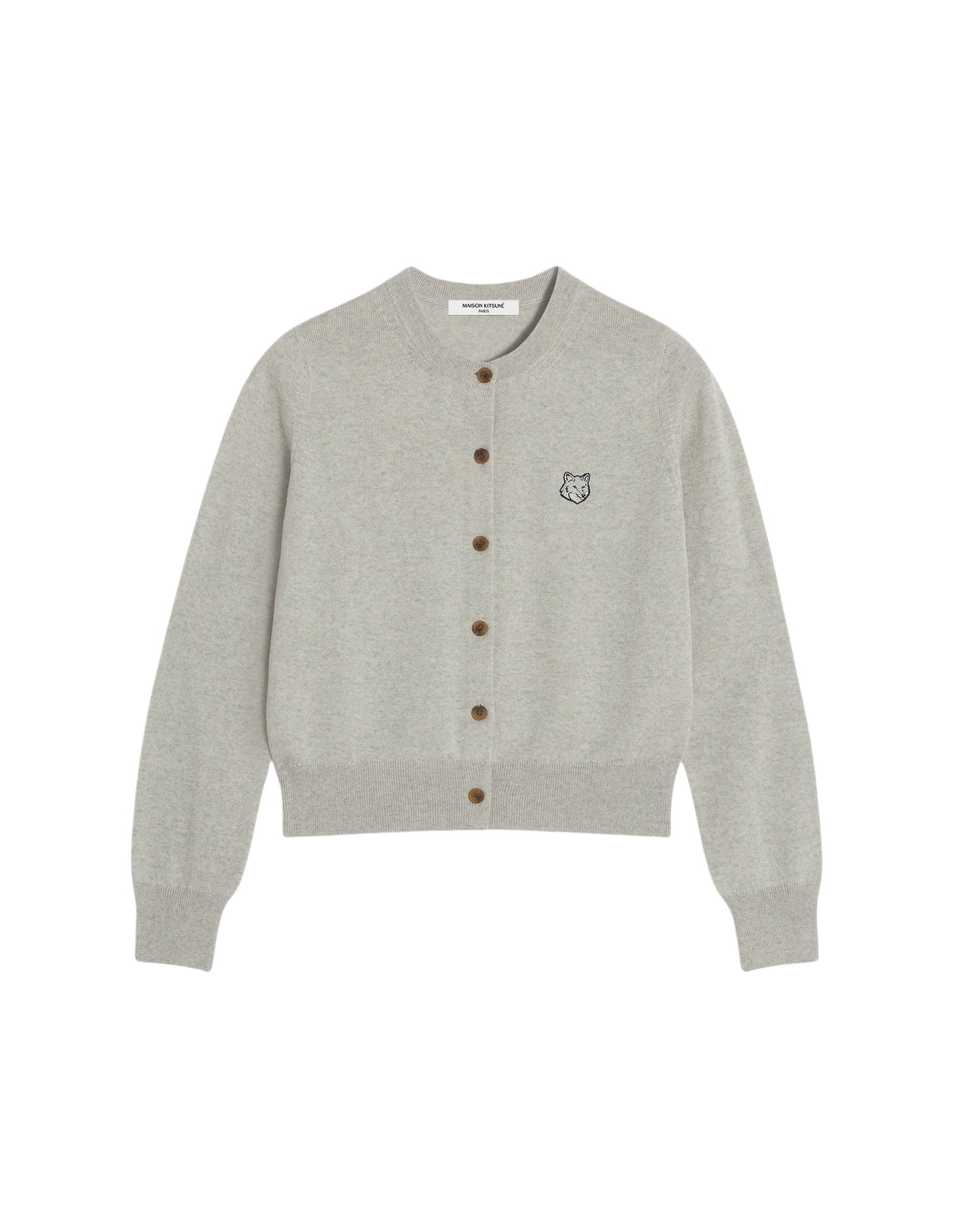 Cardigan Bold Fox Head avec écusson en laine - Light Grey