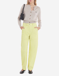 Bold Fox Head cardigan with wool crest - Light Beige Melange