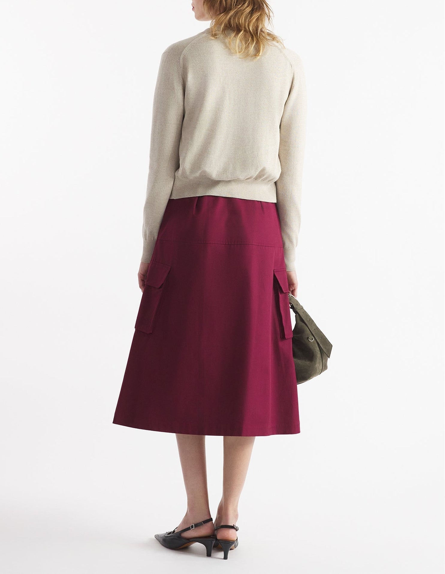 Bold Fox Head cardigan with wool crest - Light Beige Melange