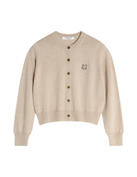 Cardigan Bold Fox Head avec écusson en laine - Light Beige Melange